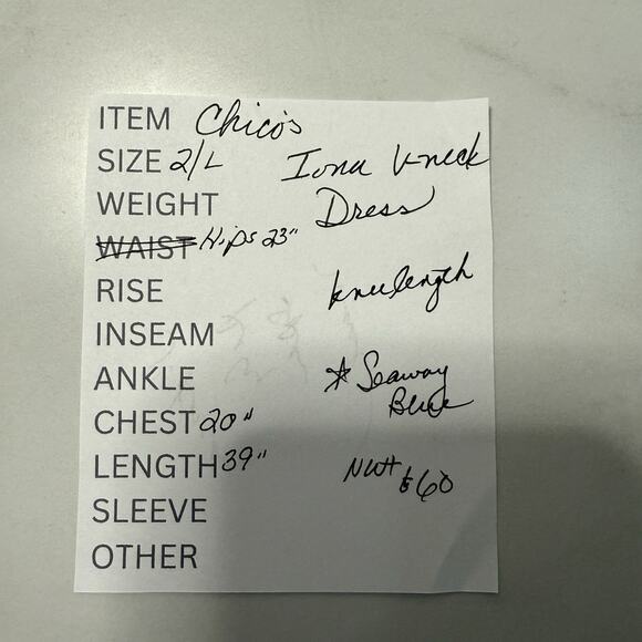 Chico’s IONA V-Neck Slinky Knit Dress Size 2/L SEAWAY BLUE Floral Cap Sleeve NEW - Picture 10 of 10